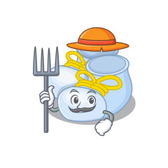 Sticker - Baby boy boots mascot design working as a Farmer wearing a hat