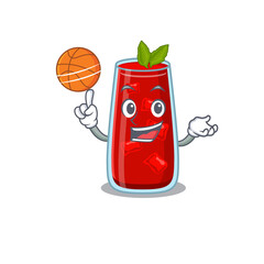 Canvas Print - Sporty cartoon mascot design of bloody mary cocktail with basketball