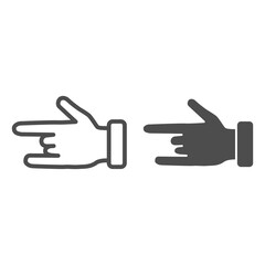Poster - Hand in rock and roll gesture line and solid icon, gestures concept, Heavy metal sign on white background, sign of the horns icon in outline style for mobile concept and web design. Vector graphics.