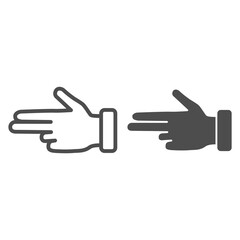 Poster - Three fingers gesture line and solid icon, Hand gestures concept, Pointing fingers sign on white background, hand showing number three icon in outline style for mobile, web. Vector graphics.