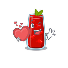 Sticker - A sweet bloody mary cocktail cartoon character style holding a big heart