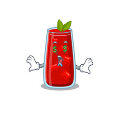 Sticker - wealthy cartoon character concept of bloody mary cocktail with money eyes