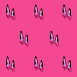 Fototapeta Motyle - trend pattern pink shoes on a crimson background, photo