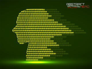 Wall Mural - Artificial intelligence. Abstract human head barcode with binary code. Technology background