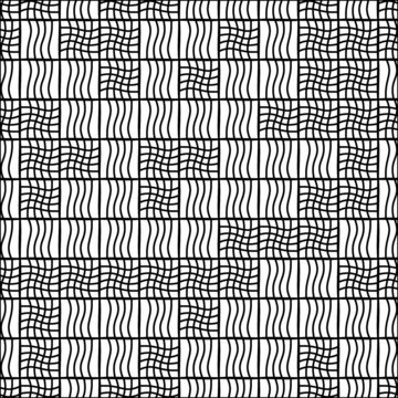 Seamless pattern with horizontal and vertical wavy black segments