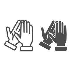 Poster - Applause line and solid icon, gestures concept, bravo sign on white background, Hands clapping symbol in outline style for mobile concept and web design. Vector graphics.