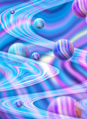 Poster - Fantasy color planet creative wallpaper, holographic metal foil texture background