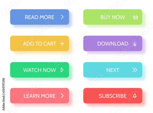 Fotomural Action button set. Rounded vector continue navigation web element