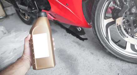 Change motor oil motorcycle. Check and Maintenance