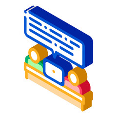 Poster - Business People Conversation Icon Vector. Isometric Business People Conversation sign. color isolated symbol illustration