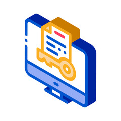 Poster - Secret Documents in Computer Icon Vector. Isometric Secret Documents in Computer sign. color isolated symbol illustration