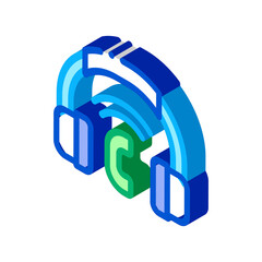 Poster - Voip System Headphones Icon Vector. Isometric Voip System Headphones sign. color isolated symbol illustration