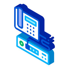 Poster - Home Telephone and Video Recorder Connection Icon Vector. Isometric Home Telephone and Video Recorder Connection sign. color isolated symbol illustration