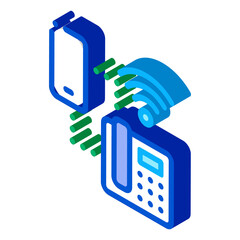 Poster - Smartphone and Home Telephone Wi-Fi Connection Icon Vector. Isometric Smartphone and Home Telephone Wi-Fi Connection sign. color isolated symbol illustration