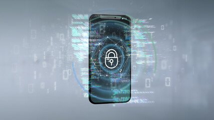 Poster - security data and smartphone security - 3d rendering