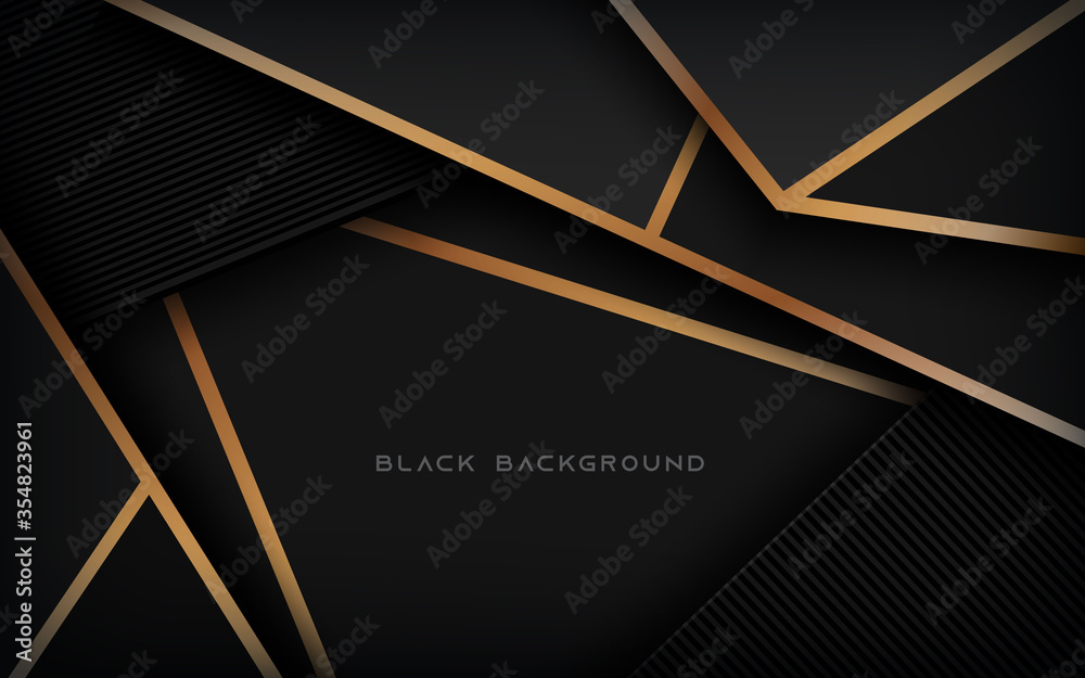 Modern abstract black background with gold line composition Stock ...