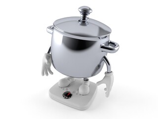 Sticker - Kitchen pot character standing on weight scale