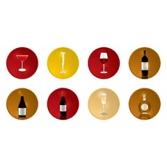 Wall Mural - Set of wine bottles and glasses