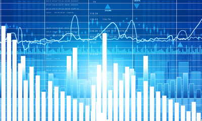 Financal stock market chart graph background. 3d illustrtion.