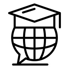Poster - Translator graduated hat icon. Outline translator graduated hat vector icon for web design isolated on white background