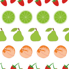 Poster - Lots of fruits handdraw vector repeat pattern print background design