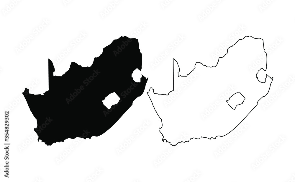 South Africa map silhouette line country Africa map illustration vector ...