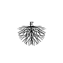 Illustration Of Letter F On Root Logo Vector