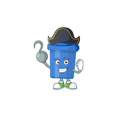 Wall Mural - mascot design style of blue sand bucket as a pirate having one hook hand