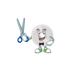 Sticker - A picture of compact disk Barber cartoon character working with scissor