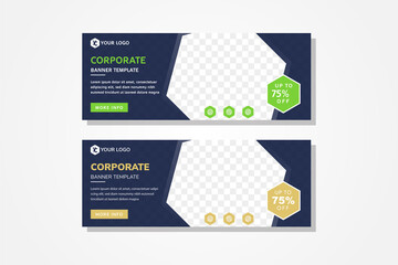 Poster - set of horizontal transparency of blue banners with hexagonal shapes for a photo. Universal template for a web site with text, buttons and transparent elements. combination of green, brown, and blue.