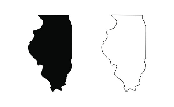 illinois state silhouette, line style. america illustration, american vector outline isolated on whi