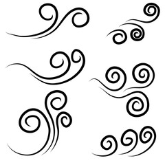 Wall Mural - hand drawn wind gust isolated on a white background. Doodle vector illustration.