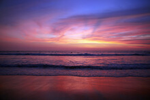 Beautiful Colorful Sunset. Sunset Beach In Thailand