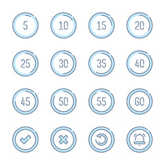 Poster - Timepiece and Time Countdown related blue line colored icons. Timer, Stopwatch and Time Measurement icon set.