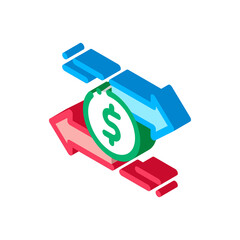 Sticker - Currency Dollar Exchange Icon Vector. Isometric Currency Dollar Exchange sign. color isolated symbol illustration