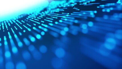 Wall Mural - Blue futuristic stream. Digital data flow. Creative abstract background. Dynamic pattern with power rays and light. Animation of seamless loop.