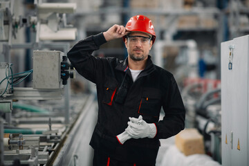 Wall Mural - Portrait of worker in factory.