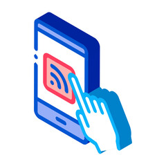 Poster - Hand Push Wifi Button Icon Vector. Isometric Hand Push Wifi Button sign. color isolated symbol illustration
