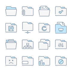 Poster - Folder and File Organization related blue line colored icons. Document Archive icon set.