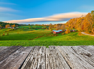 Poster - Jenne Farm with barn at sunny autumn morning