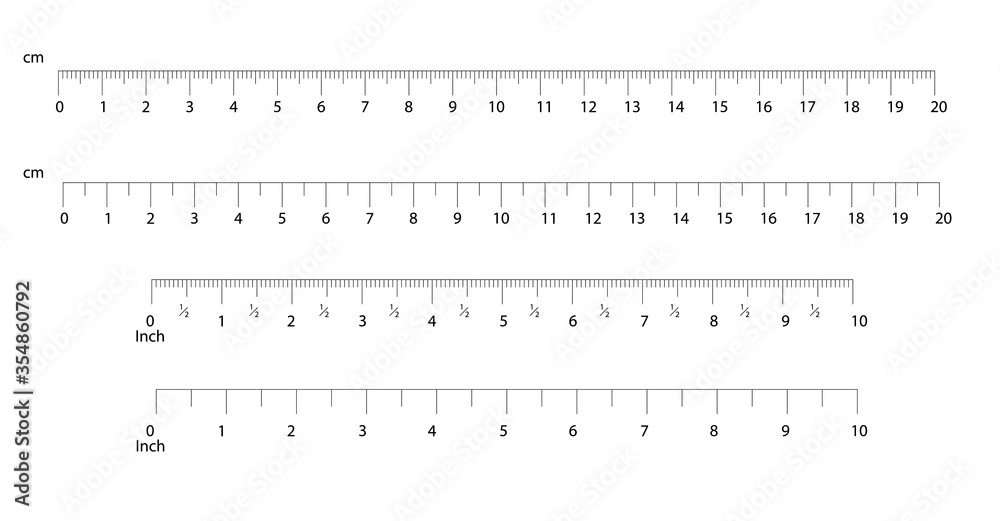 Cms Scale Inch and metric rulers. Centimeters and inches measuring scale cm ...