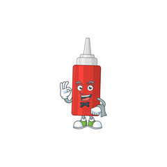 Sticker - A cartoon image of sauce bottle as a waiter character ready to serve