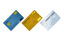 三種類のクレジットカード（青・ゴールド・プラチナ）の表面のイラストセット