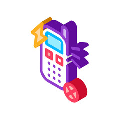 Poster - Broken Phone Icon Vector. Isometric Broken Phone sign. color isolated symbol illustration