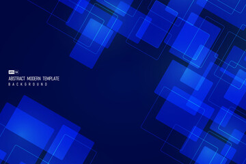 Poster - abstract technology blue square element design of future artwork tech background. illustration vecto
