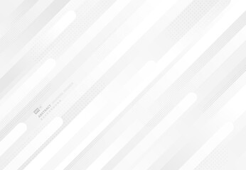 Poster - abstract gradient white and gray stripe line pattern with halftone decoration background. illustrati