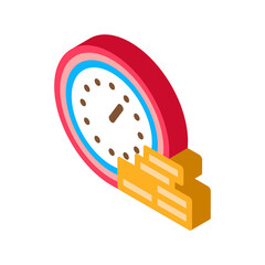 Poster - Watch Coin Heap Icon Vector. Isometric Watch Coin Heap sign. color isolated symbol illustration
