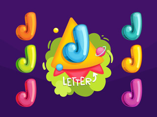 Wall Mural - Cartoon letter J. Kids color illustration