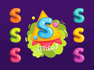 Wall Mural - Cartoon letter S. Kids color illustration