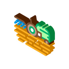 Poster - Tractor On Field Icon Vector. Isometric Tractor On Field isometric sign. color isolated symbol illustration